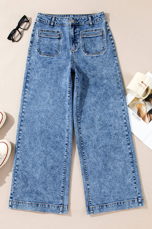 Patch Pocket Straight Leg Loose Fit Jeans